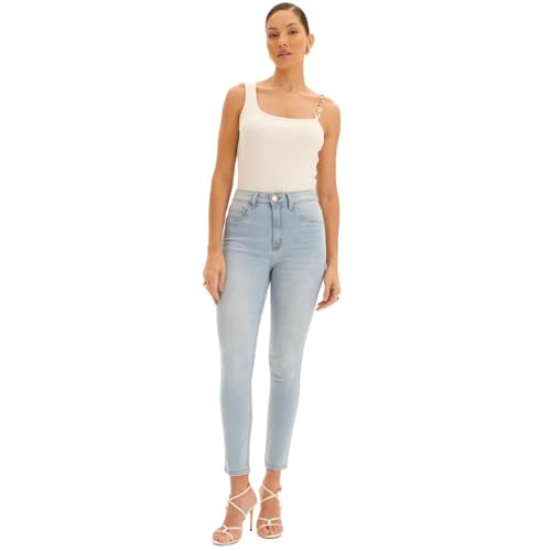 Calça Jeans Clara Vesta Skinny Super High Alta Lança Perfume (BR, Numérico, 36, Regular, Regular, Jeans claro)