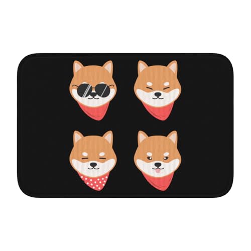 玄関マット 柴犬 いぬ 犬柄 かわいい 可愛い バスマット 室内 屋外 足拭きマット カーペット おしゃれ 北欧 滑り止め付き 洗える ベットルーム 浴室 台所 寝室 業務用 家庭用 40×60cm