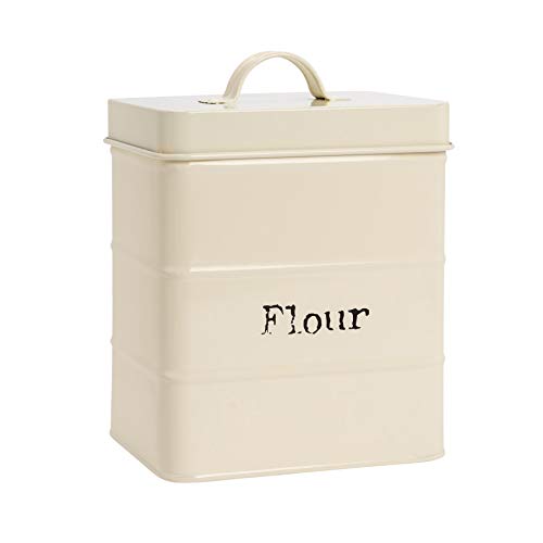Harbour Housewares Farine Industrielle Canister - Vintage Style de Cuisine en Acier avec Couvercle de Stockage Caddy - Crème
