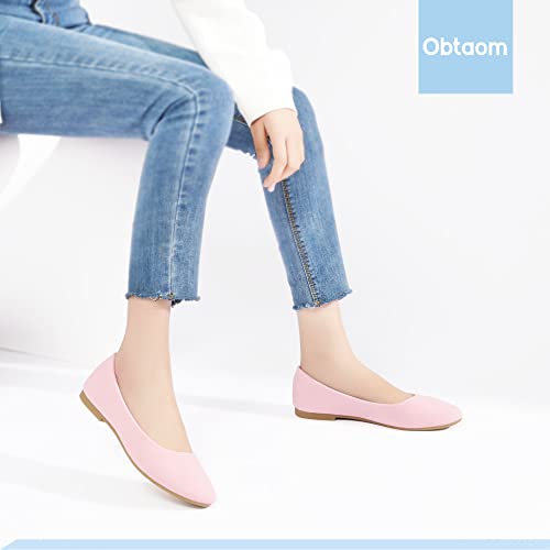 Image of Obtaom Round Toe Women Flat Shoes Slip on Girls Dress Black Ballet Flats