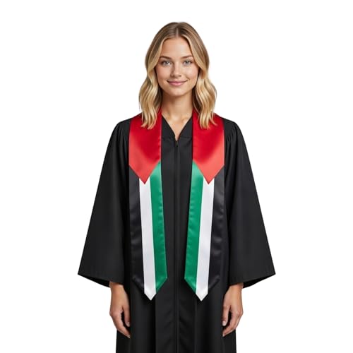 Cappe Diem Graduation International Flag Stole Embroidered Sash Study Abroad 72' (Palestine)