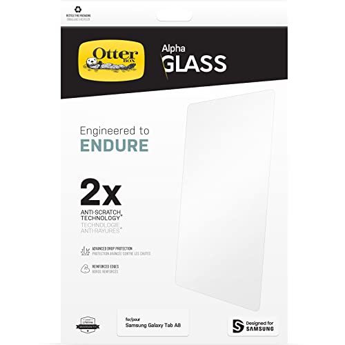 OtterBox Alpha Glass   Protector de Pantalla para Samsung Galaxy Tab A8, Transparente (Gen 2)