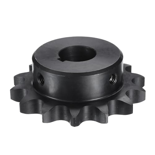 Image of uxcell #40 Chain Roller Sprocket B Type, 1 inch Bore 16 Tooth Single Strand Chain Sprocket, Carbon Steel, Keyway with Set Screws