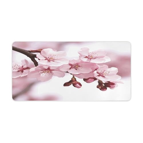 Cherry Blossom Desk Pad con Base de Goma, Grande, 30x60 cm