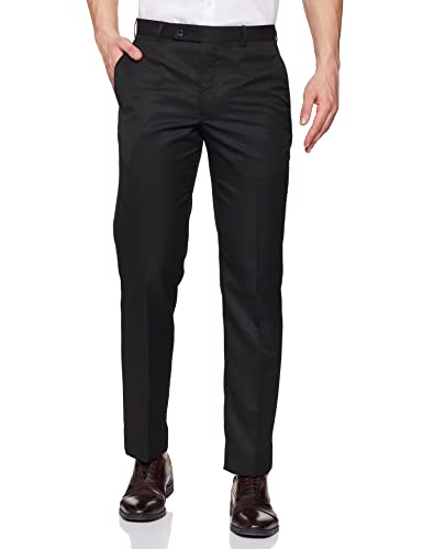 Image of PARK AVENUE Men Men's PLEATLESS Smart FIT Black Formal Trouser