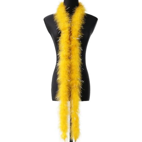 2M coloré moelleux plume de dinde boa artisanat fête de mariage châle déco 20g or argent soie douce plume couture robe costume-argenté jaune foncé-2...