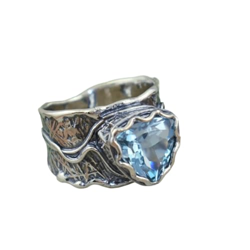 Breite Version Antik Ring Legierung Galvanisch Blau Zirkon Herren- und Damenringe, Legierter Stahl, Kein Edelstein