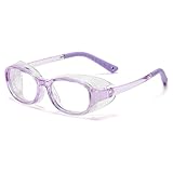 [Kisigim] 花粉症メガネ子供用 曇り止め 防塵 飛沫防止メガネ 保護ゴーグルTRフレーム こども キッズ ブルーライトカットゴーグル おしゃれ眼鏡 (パープル)