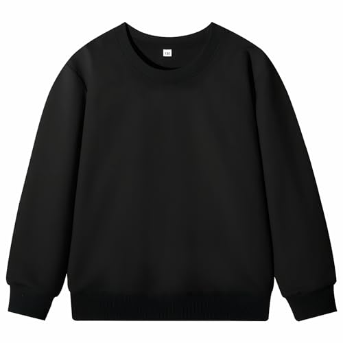 Yufennie Kids Classic Sweatshirts | School Uniform Jumper Pullover Long Sleeve Top for Boys & Girls Black