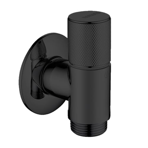 nomona Válvula de ángulo G1/2" con diseño ultrafino para uso en espacios estrechos, montaje en pared, latón cromado, para lavabo y cocina (negro mate)
