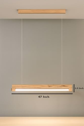Image of Artica Pine Wood Ceiling Lamp with LED Tube Light - Modern Wooden Ceiling Light Fixture for Home, Office & Kitchen Decor Warm White 20w