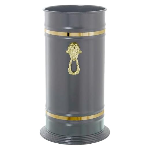 Acan Tradineur Portaombrelli Rotondo con Ornamento Realizzato in Ottone Porta Ombrello Cilindrico Metallo per Ingresso Ufficio Casa Design Classico Ø 23,2 x 40,4 cm Grigio