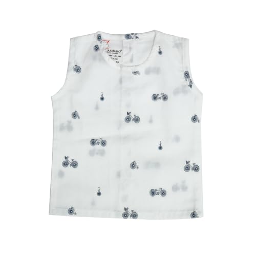 Image of 100% Cotton Printed Back Open Jabla | White Jhabla | for Newborn & Infants | All Season wear Jabala Baby Products | Sleeveless Regular Fit Vest | Assorted Pack of 3| Size - 0-3 Months