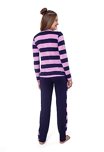 Pijama Adulto Feminino Manga Longa Inverno Viscolycra Listrado Pink M