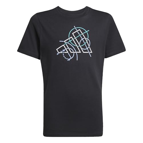T-shirt adidas junior Tech Outline Graphic en coton noir col rond taille ado