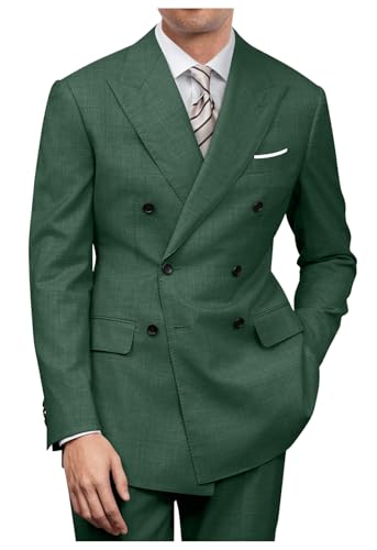 Men Suits Olive Green Double Breasted Suit Men 2 Piece Set Groomsmen Wedding Suit Prom Tuxedo Mens Formal Suits M