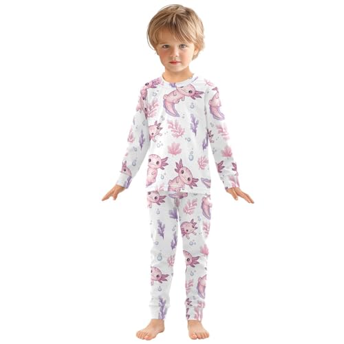 Pajama Sets Long Sleeve Cute Axolotl Sea Pattern Soft Comfy Sleepwear 2 Piece PJS 3-8T2