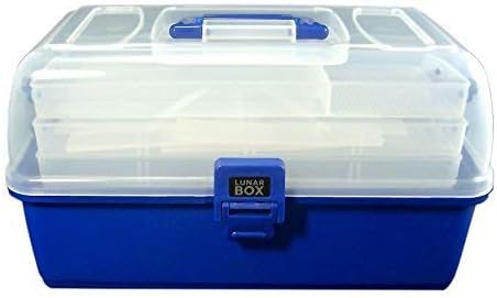 Lunar Box, Large 4 Layer Cantilever Arts, Sewing and Crafts Storage Box, Organiser Caddy With Adjustable Compartments (Blue)