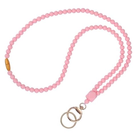 Ornaland Lanyards for ID Badges Silicone Lanyard Beaded Lanyard Personalized Lanyards Teacher Lanyards for ID Badges (Pearl pink) Cover