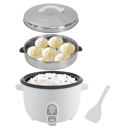 Arrocera industrial de 13 litros, 1900 W, con cuchara de arroz y vaporizador, olla arrocera grande, 20 minutos de tiempo de cocción, para 15-20 personas, función de mantenimiento del calor, para