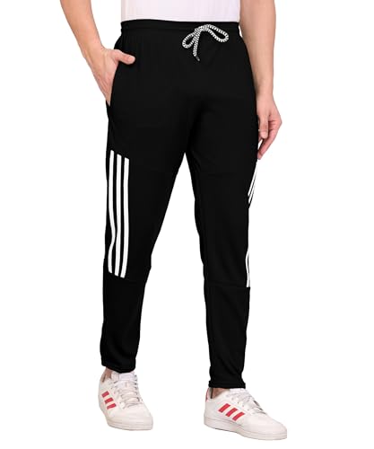 Image of SWADESI STUFF Athletic Track Pants for Men with Zipper Pockets | Stylish Regular Fit Stretchable Joggers
