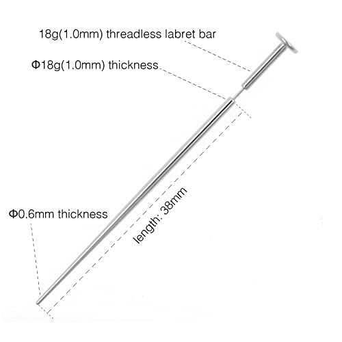 20g/18g/16g G23 Titanium Press Fit Threadless Push Pop in Labret Lip Monroe Tragus Earring Stud Piercing2