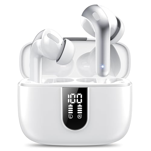 Auriculares Inalámbricos Bluetooth, Auriculares Bluetooth 5.3, 4 Mic con Reducción de Ruido ENC, 50H con Graves, Cascos Inalambricos Bluetooth IP7 Impermeable, Carga Rápida USB C, Ajuste Cómodo