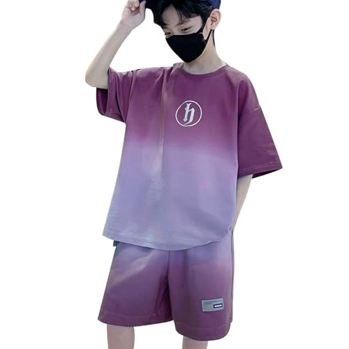 Ropa de esquí Niños Niños Verano Manga Corta Niños Verano 2024 Medianos Grandes Niños Ropa de Niño Corto de Manga Corta Pasos 6 Meses Ropa de Bebé Niño, morado, 164.00