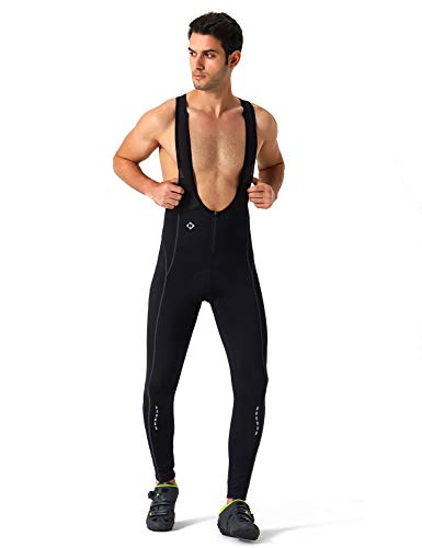 Naviskin Men\'s 3D Padded Thermal Cycling Bib Pants Bicycle Compression Tights Black Size S - Thumbnail 2