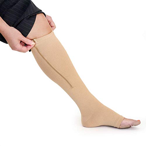 Zipper Compression Socks with Zip Guard Skin Protection & Open Toe