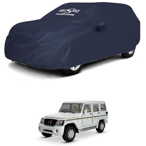 Image of KINGSWAY Accessories Waterproof Car Cover Only Compatible with Mahindra Bolero Year 2000 to 2019, Mirror Pockets, Bird Poop, All Weather, Scratch and UV Protection Car Body Cover, Grey