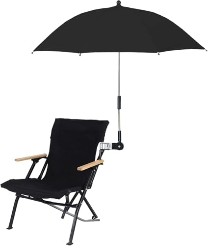KEEMEN Chair Umbrella with Clamp Portable Clip on Umbrella for Beach Chairs Outdoor Patio Stroller Wheelchairs Golf Carts(Black)