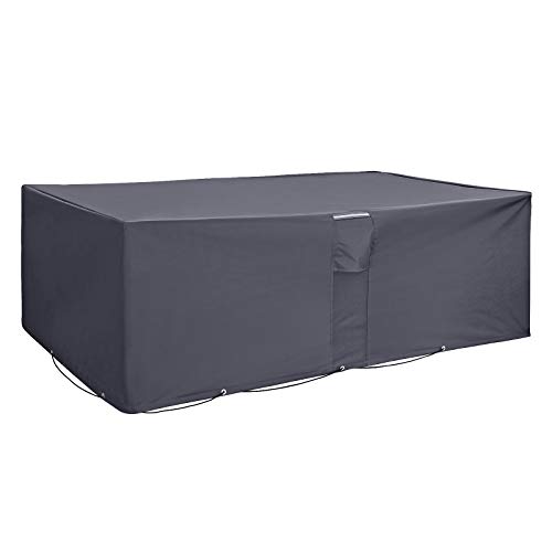 SONGMICS Garden Furniture Cover, 213 x 132 x 70 cm, 600D Oxford Fabric Waterproof, Rattan Cube Furniture Cover, Patio Table Cover, Anti-Fade, Dark Grey GFC213GY