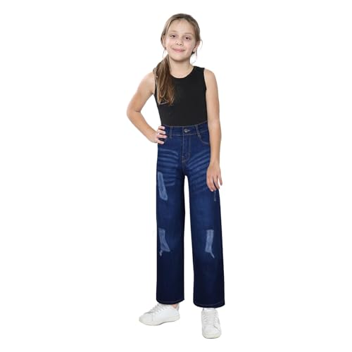 Jeans wide jambe filles pour le collège et les sorties, look évasé tendance