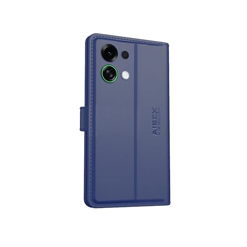 Image of AIBEX Compatible for Oppo K13 Turbo 5G / Oppo K13 Turbo Pro 5G Flip Cover Leather Finish with Magnatic Closure | Inside TPU with Card Pockets | Wallet Stand | Complete Protection Flip Case - Blue