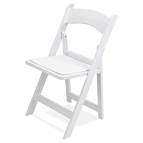 Image of EventStable Titan PRO Resin Folding Chair - White Indoor Outdoor Lightweight Padded Folding Chair for Weddings Parties Events - 100 Pack