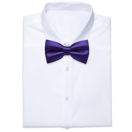 Image of Bow Ties for Men Pretied Bowties Solid Color Satin Bow Tie Formal Business Tuxedo Wedding Party Prom