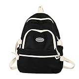 LEFIAGO Mochila bolso para mujer bolsa de trabajo de viaje moda adolescente niñas bolsas escolares japonés kawaii lindo 14-16 hombro universitario bolso cruzado barato rosa (negro)