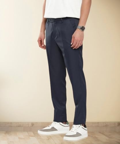 Image of MALENO Slim Fit Ankle Length Cotton Lycra Blend Formal Trouser for Men | Stretchable Ankle Length Formal Pant for Men