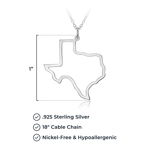 MORGAN & PAIGE .925 Sterling Silver Rhodium Plated US Home States Outline Map Pendant Necklaces for Women - Long Distance Friendship Dainty Hypoallergenic Sterling Silver Necklace for Women 18 inch3