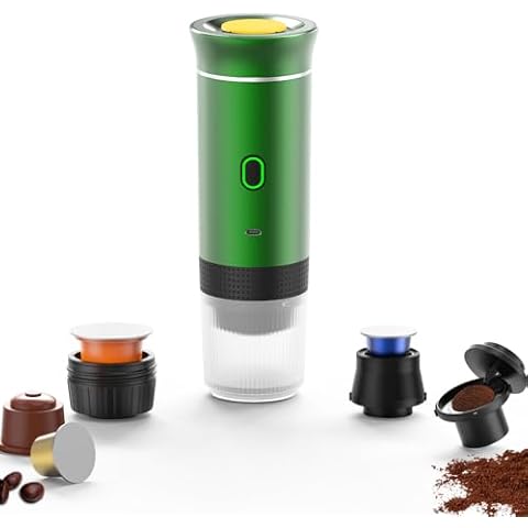 XVWJ Green Portable Coffee Maker, outin nano portable electric espresso machine Battery Operated Coffee Maker, Portable Espresso Machine, Car Coffee Maker Self-Heating Cover