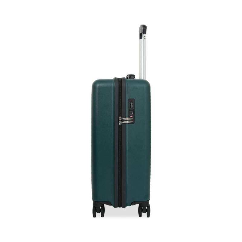 Image of United Colors of Benetton Cabin Hard Luggage Glide - Dark Green | PC Carry-On Trolley Bag | TSA Lock & 360 Spinner Wheels Suitcase | Telescopic Handle | Water Resistance | 55cm | 46L Capacity