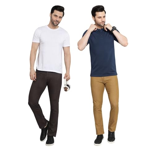 Image of DAIS Men's Stretchable Slim Fit Mid Rise Jeans, Pack of 2, (Combo of 2 Jeans)