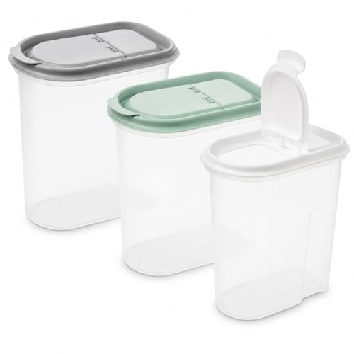 2friends Schüttdosen 3er Set 2 Liter Vorratsdosen mit Klappdeckel Schüttdose Müslispender Vorratsdose 2l Transparent BPA-frei 100% Recycelbar 18x20x10cm Made in EU