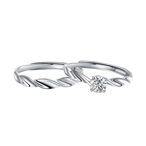 Alliance couple argent romantique, bague Möbius réglable pour la vie