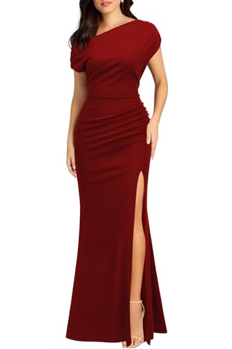 Image of WOOSEA Women's Elegant Sleeveless Off Shoulder Sexy Split Bodycon Long Formal Party Evening Dress