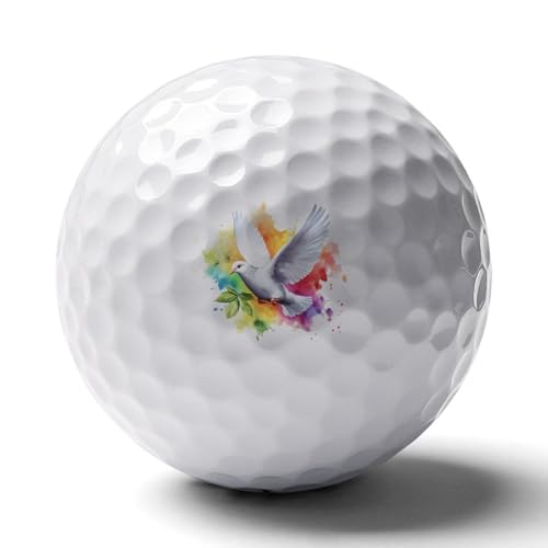 Dove Peace Symbol Watercolor Custom Golf Ball Soft Practice Golf Balls Performance Distance and Speed for Indoor Outdoor