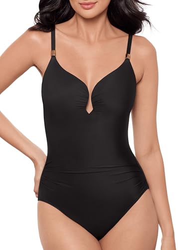 Best Water Aerobics Swimsuits for Women Over 50 (Stays Put, Lasts Longer) 9 Miraclesuit Women's Swimwear Razzle Dazzle Antheia One Piece Swimsuit, Black, 08