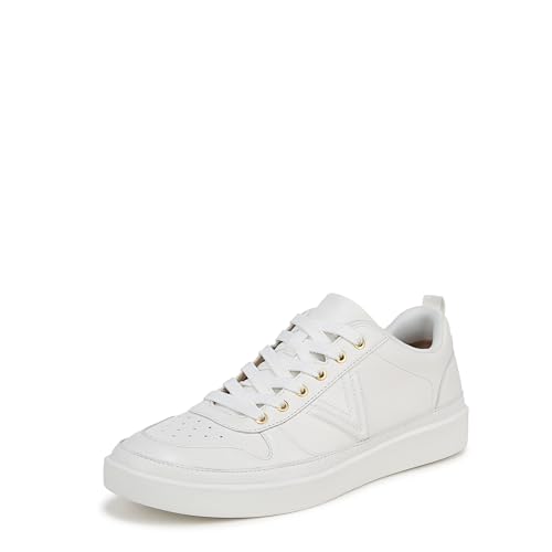 Vionic Women's Walking Sneaker Elise- Comfortable Supportive Walking Shoes White Leather 5 Medium