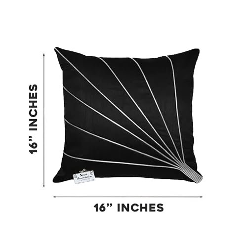 Image of Noor Silk Cushion Covers Pack of 7 | 16x16 Inches, Black